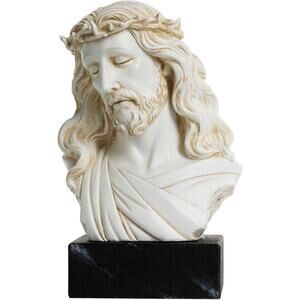 Jesus Bust Statue 8.5in Hand Painted Resin Christian Religious Home Décor Figure